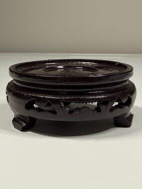 Vintage Oriental Hardwood Display Stand Brown Black #5